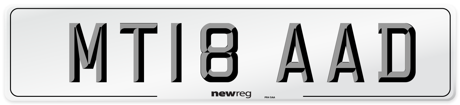 MT18 AAD Number Plate from New Reg
